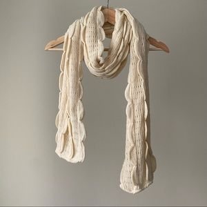 Anthropologie Neutral Knit Scallop Detailed Scarf